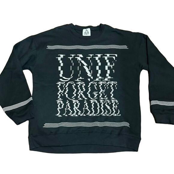 UNIF ‘Forget Paradise’ Pullover Crewneck Sweatshirt - Size Large - Black & White - Picture 12 of 13